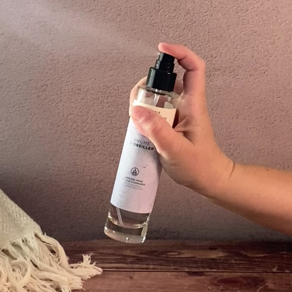 Brume d'oreiller, spray, lavande et fleur d'orange