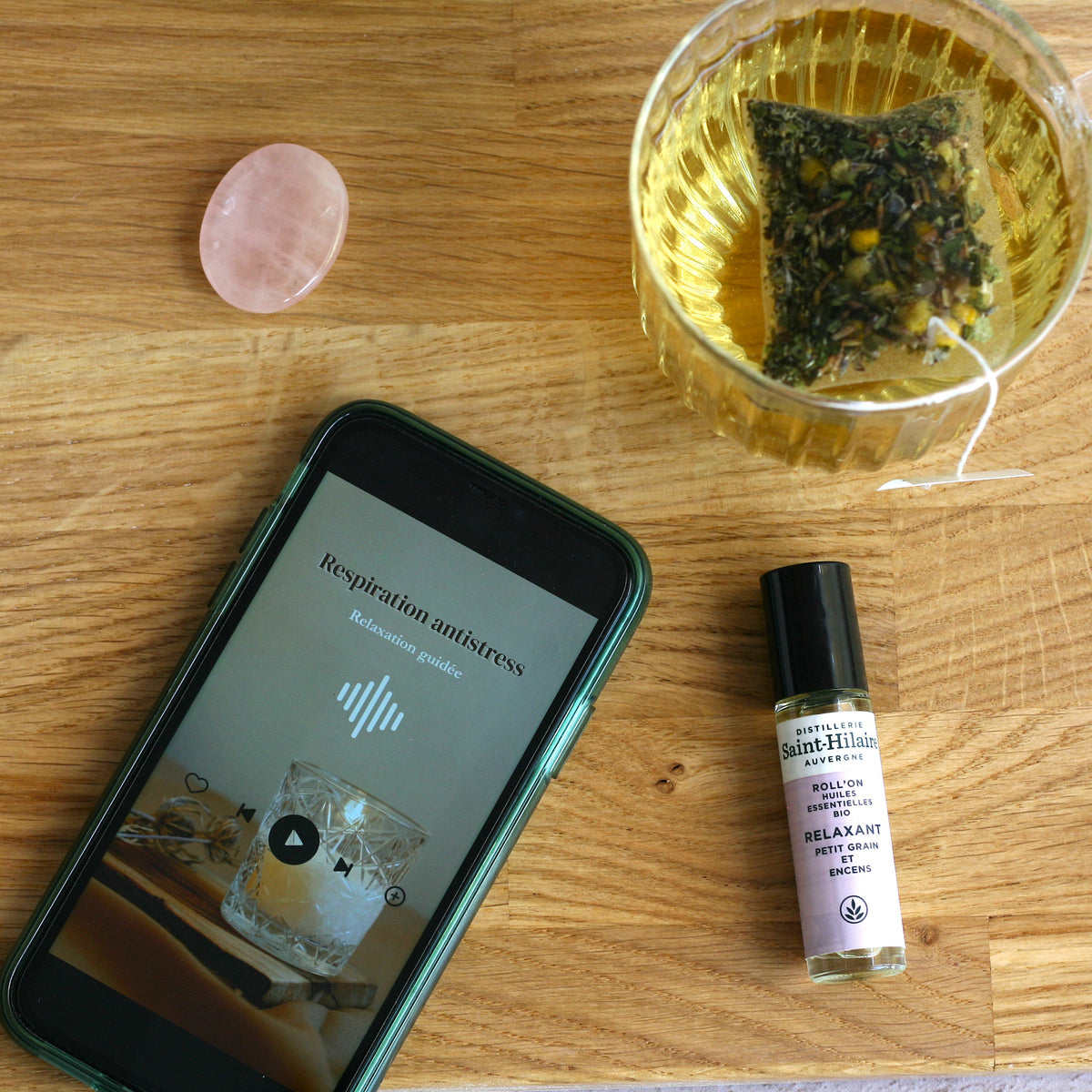 pochette, antistress, roll-on, worry stone, infusions, méditation