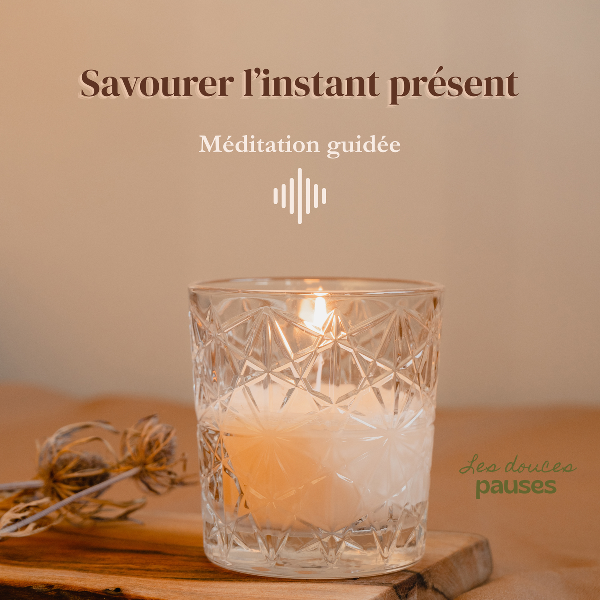 méditation guidée, bougie, douceur, ralentir, anti-stress, instant présent, audio