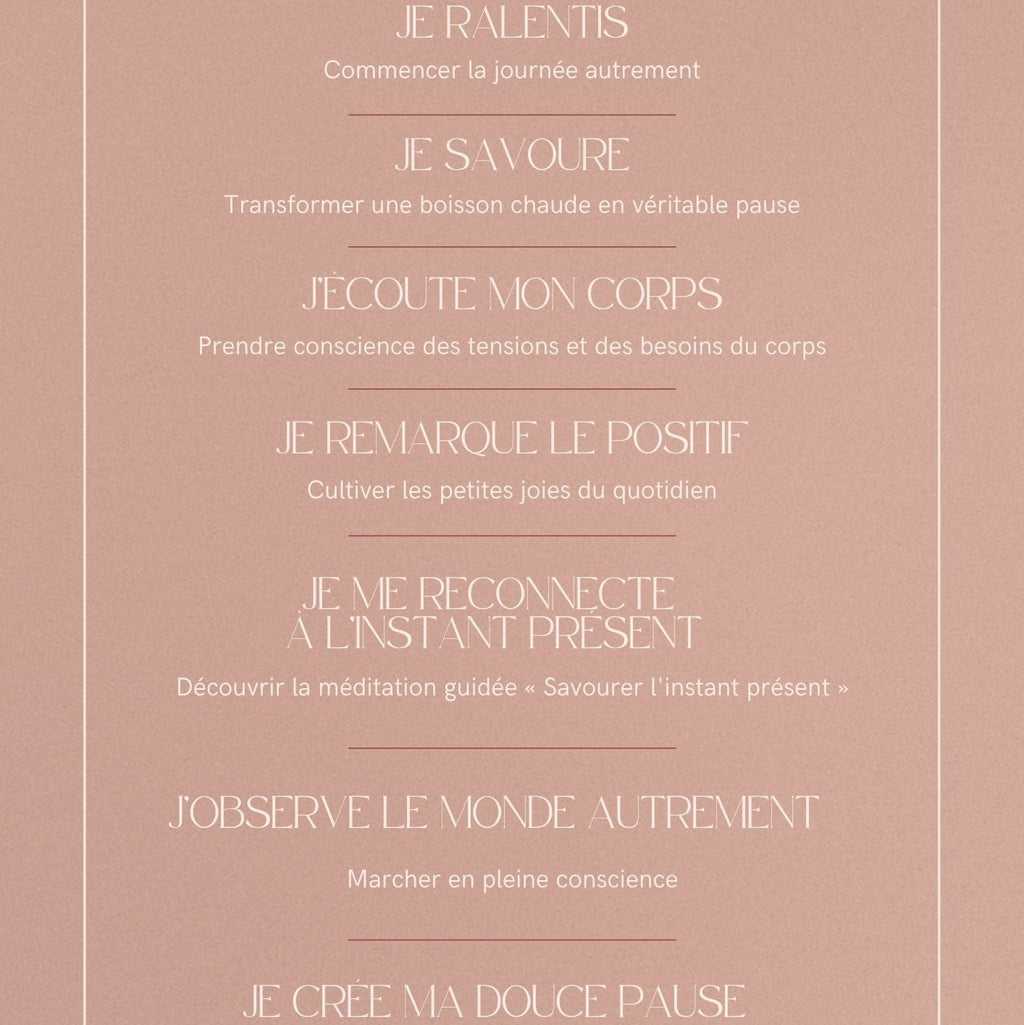 guide offert, ralentir, soin de soi, douceur, charge mentale, antistress, nature
